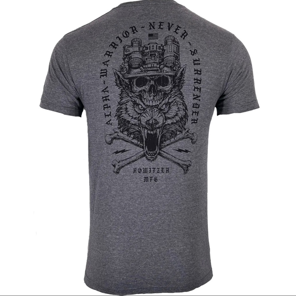 Howitzer Style Men's T-Shirt ALPHA WARRIOR Military Grunt MFG